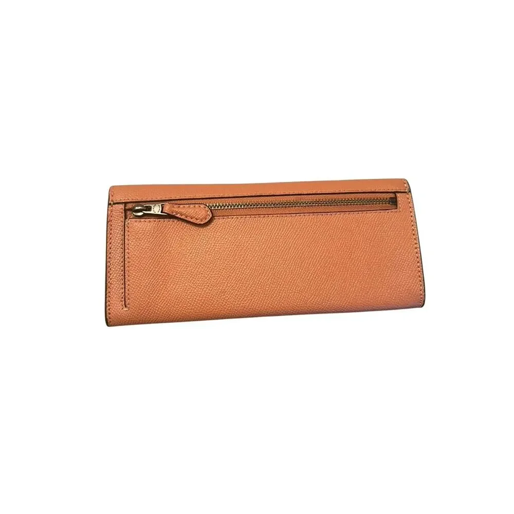 Coach Slim Soft Wallet Color-Block 3-color design Envelope Crossgrain leather